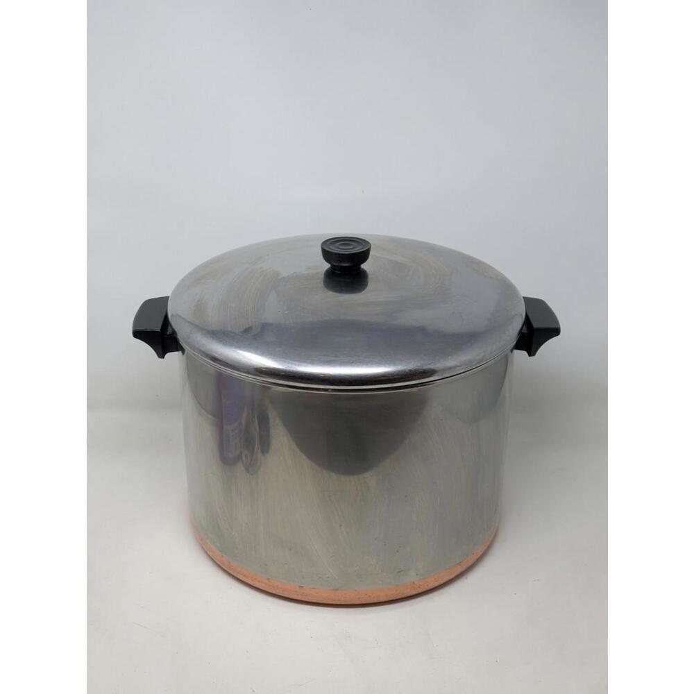 Vintage Revere Ware 16 Qt Stock Pot w Lid Copper Clad Bottom Stainless USA